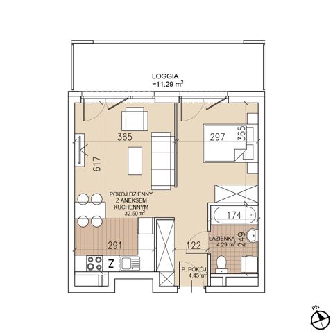 Plan 1 pok. 41m²