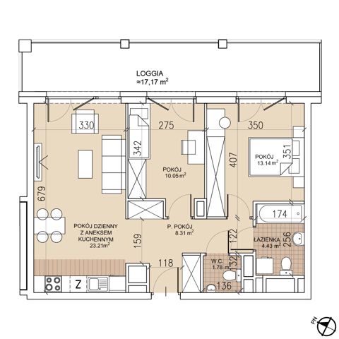 Plan 3 pok. 61m²