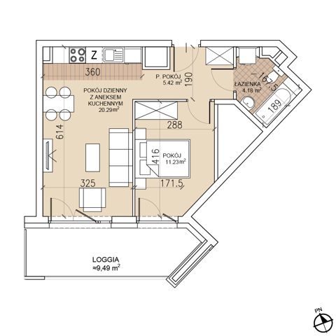 Plan 2 pok. 41m²