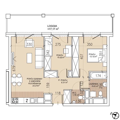 Plan 3 pok. 61m²