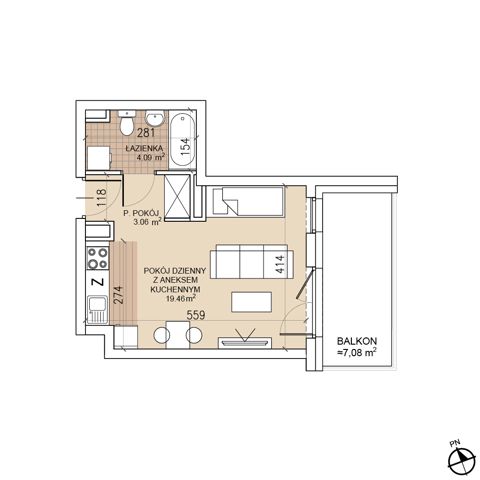 Plan 1 pok. 27m²