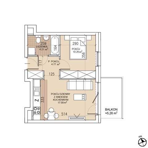 Plan 2 pok. 36m²