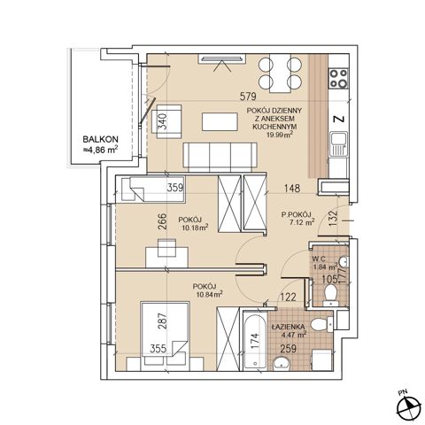 Plan 3 pok. 54m²