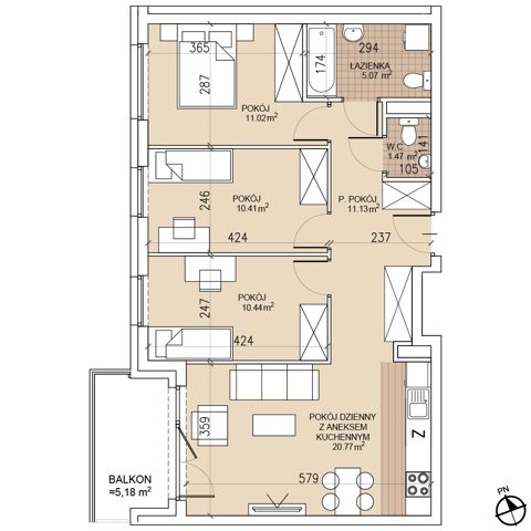 Plan 4 pok. 70m²