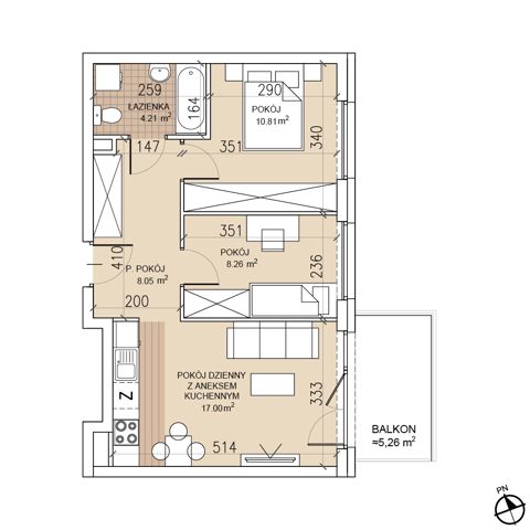 Plan 3 pok. 48m²