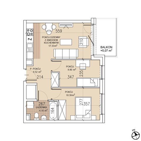 Plan 3 pok. 47m²