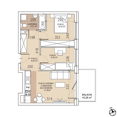 Plan 3 pok. 48m²