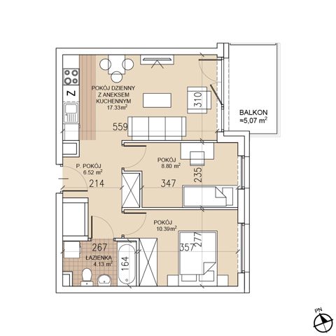 Plan 3 pok. 47m²