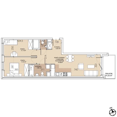 Plan 3 pok. 61m²