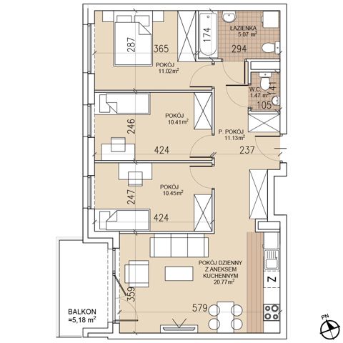 Plan 4 pok. 70m²