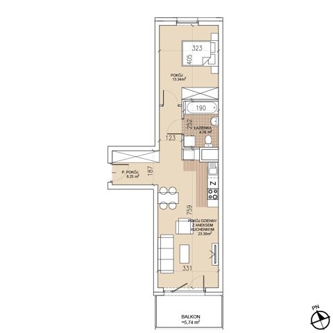 Plan 2 pok. 50m²