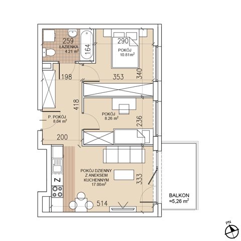 Plan 3 pok. 48m²