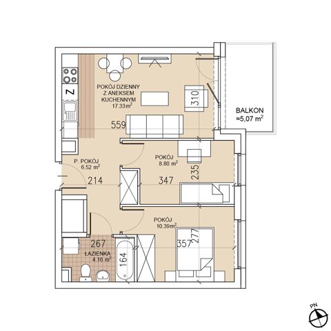 Plan 3 pok. 47m²