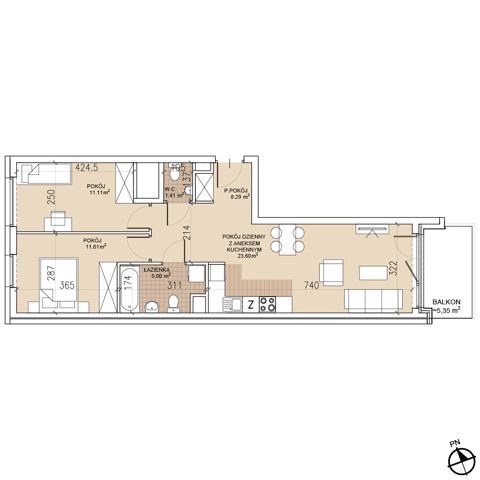 Plan 3 pok. 61m²