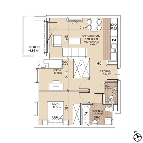 Plan 3 pok. 54m²