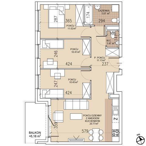 Plan 4 pok. 70m²