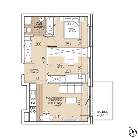 Plan 3 pok. 48m²