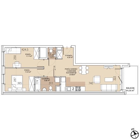 Plan 3 pok. 61m²