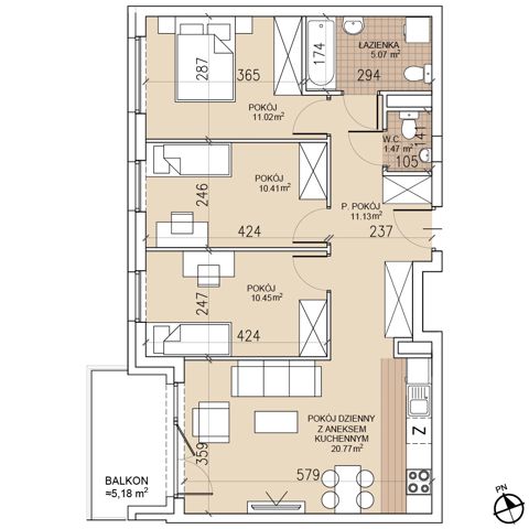 Plan 4 pok. 70m²