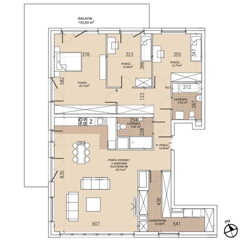 Plan 4 pok. 133m²