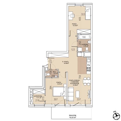 Plan 3 pok. 72m²