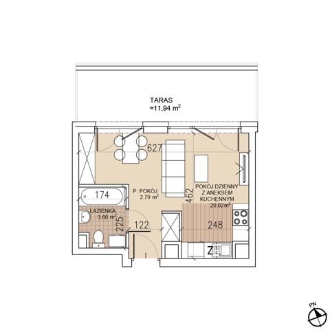 Plan 1 pok. 26m²