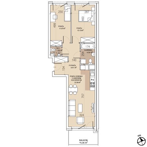 Plan 3 pok. 63m²