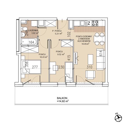 Plan 3 pok. 48m²