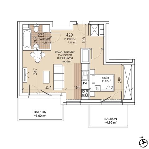 Plan 2 pok. 42m²