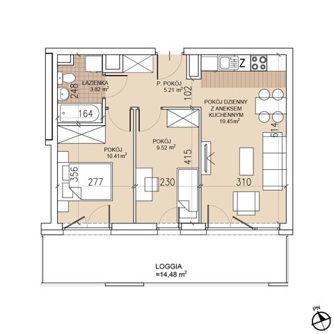 Plan 3 pok. 48m²