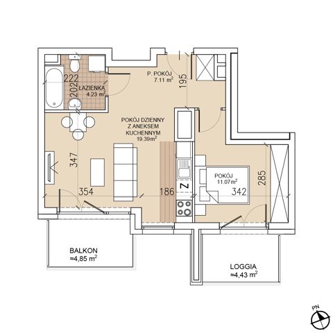 Plan 2 pok. 42m²