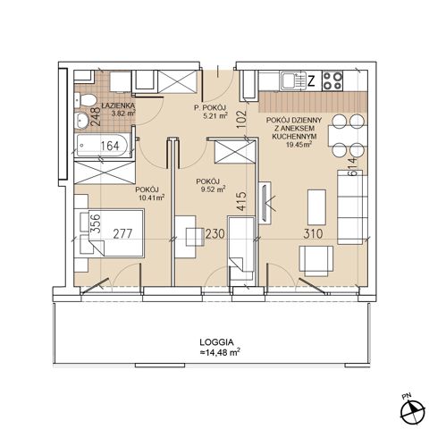 Plan 3 pok. 48m²