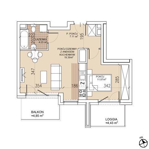 Plan 2 pok. 42m²