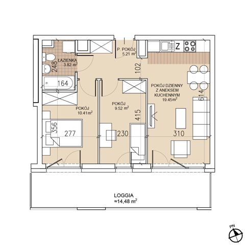Plan 3 pok. 48m²