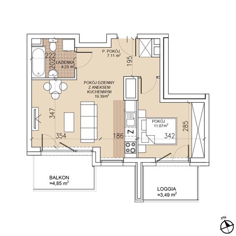 Plan 2 pok. 42m²