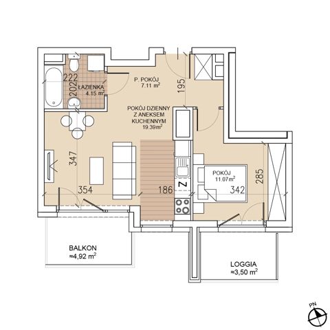 Plan 2 pok. 42m²