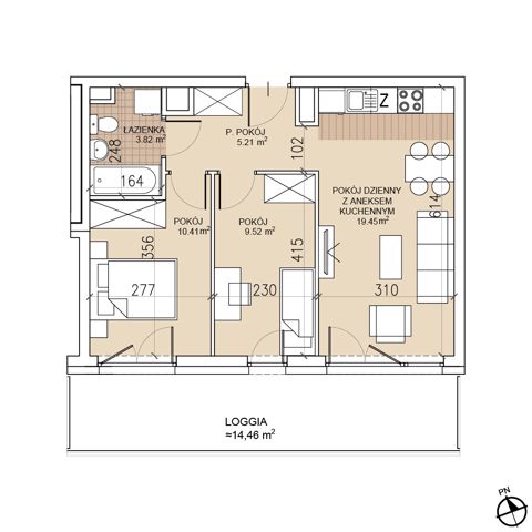 Plan 3 pok. 48m²