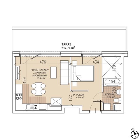 Plan 2 pok. 40m²