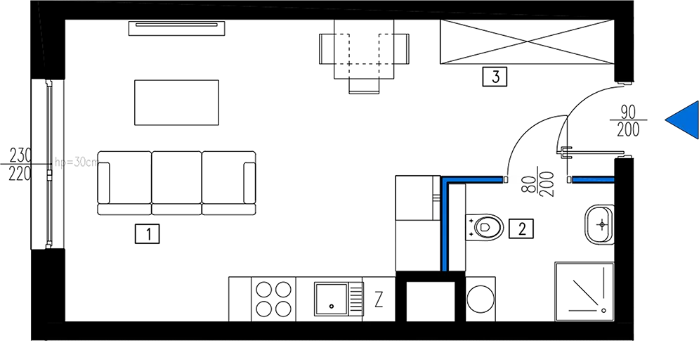 Plan 1 pok. 29m²