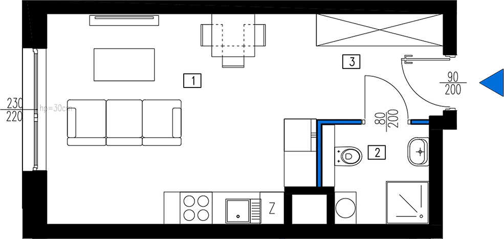 Plan 1 pok. 28m²