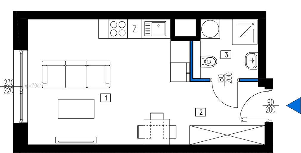 Plan 1 pok. 28m²