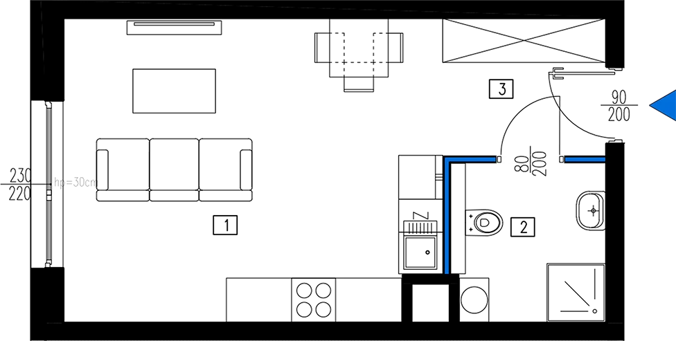 Plan 1 pok. 30m²