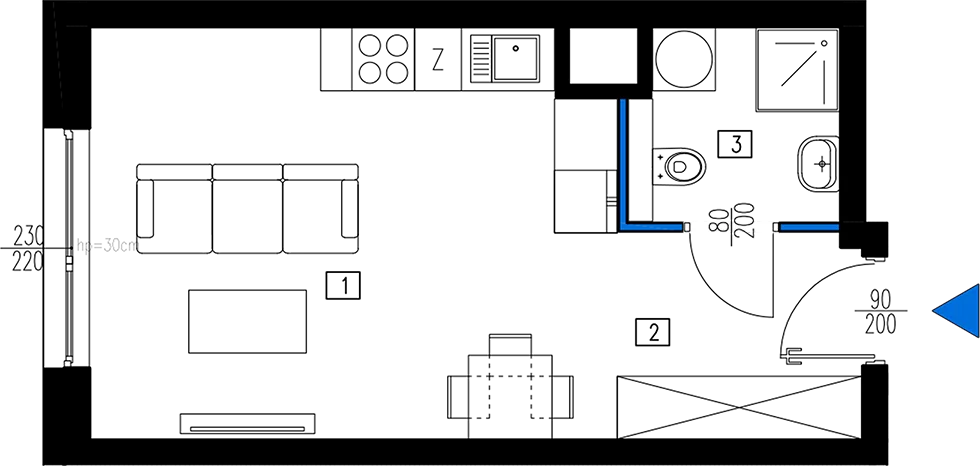Plan 1 pok. 28m²
