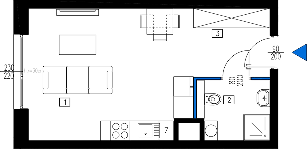 Plan 1 pok. 29m²