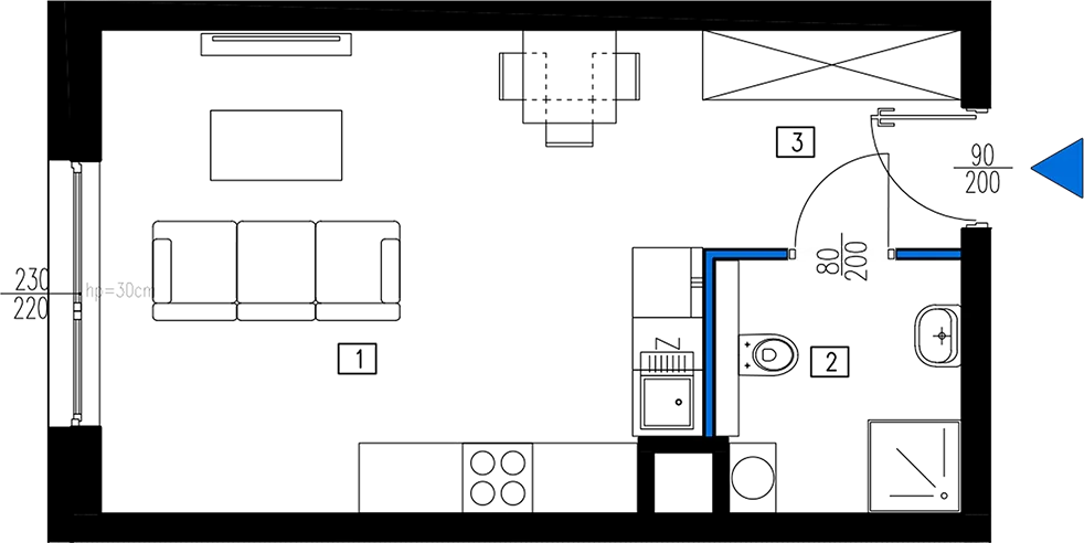 Plan 1 pok. 30m²