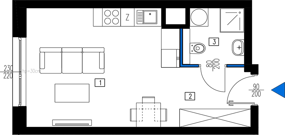 Plan 1 pok. 28m²