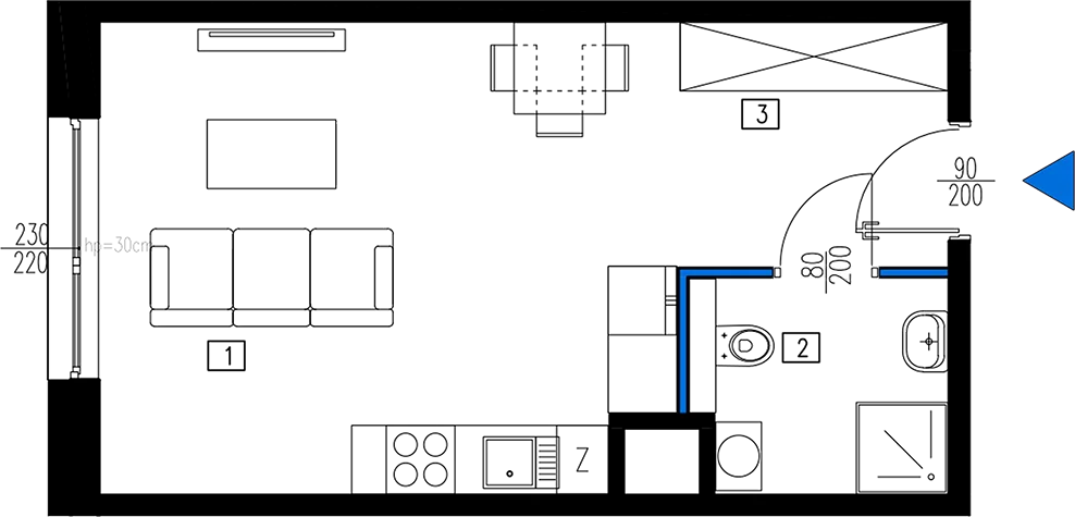 Plan 1 pok. 30m²