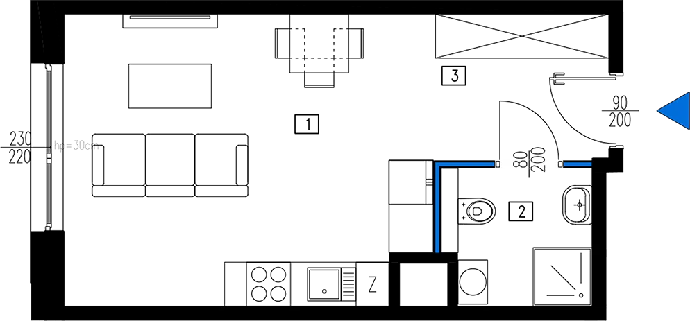 Plan 1 pok. 28m²