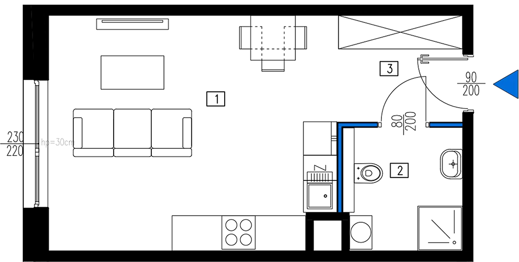 Plan 1 pok. 31m²