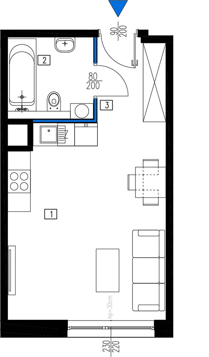 Plan 1 pok. 30m²